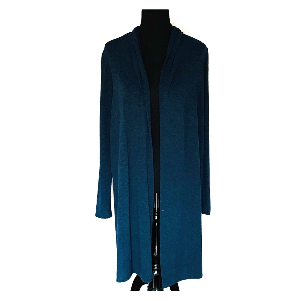 Blue Laila Jayde Molli Hooded Duster Cardigan Sz S